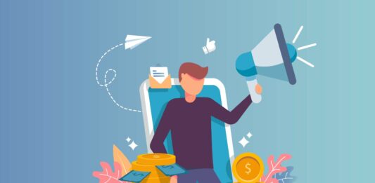 Marketing de afiliados | ¿Qué es y cómo generar ingresos pasivos con él? ilustracion-joven-disfrutando-marketing-afiliados